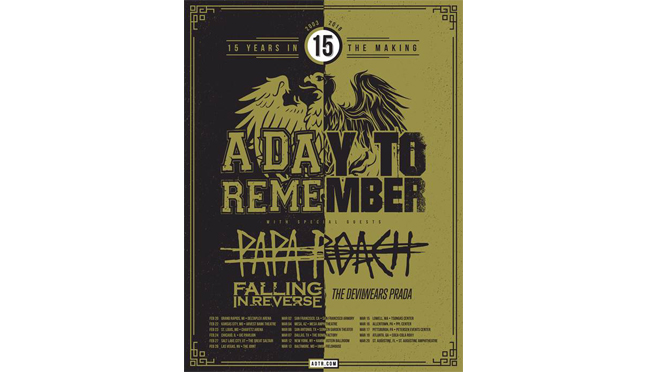 A DAY TO REMEMBER ANNOUNCE ’15 YEARS IN THE MAKING’ TOUR, COMING TO PPL CENTER ON MARCH 16