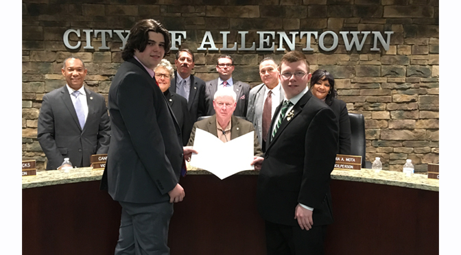 Allentown DeMolay commemorates DeMolay Month with Proclamation from Allentown City Council