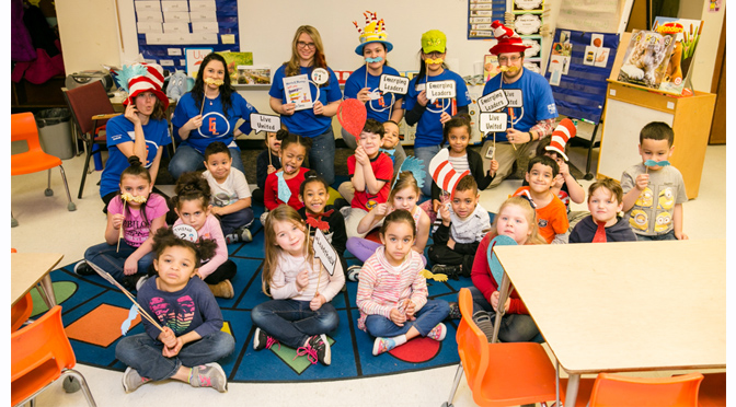 United Way Emerging Leaders and Bethlehem Students  Celebrate Dr. Seuss’ Birthday
