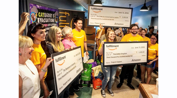Amazon surprises local pet shelters with $10,000 in grants and 20 pallets of in-kind products