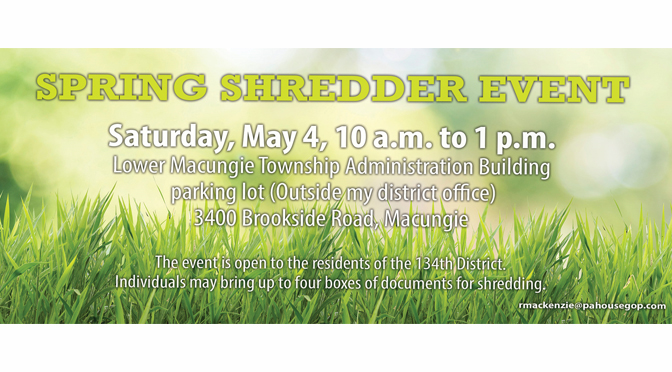 Combatting Identity Theft through Document Shredding – By Rep. Ryan Mackenzie (R-Lehigh/Berks)