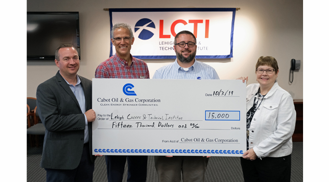 Cabot Oil & Gas donates $15K for LCTI scholarships