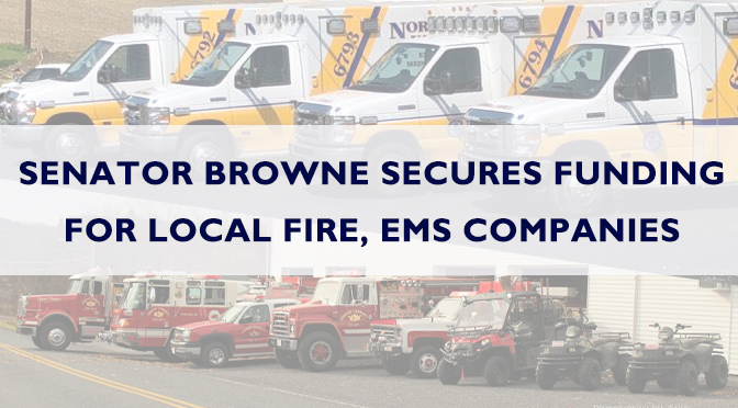 Senator Browne Secures Funding For Local Fire, EMS Companies