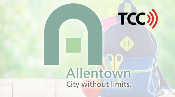 ALLENTOWN CITY BUREAUS STUFFING BACKPACK DONATIONS FOR SHERIDAN ELEMENTARY SCHOOL