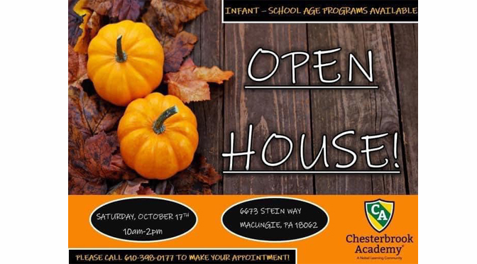 CHESTERBROOK ACADEMY IS HAVING AN OPEN HOUSE ON SATURDAY OCTOBER 17TH