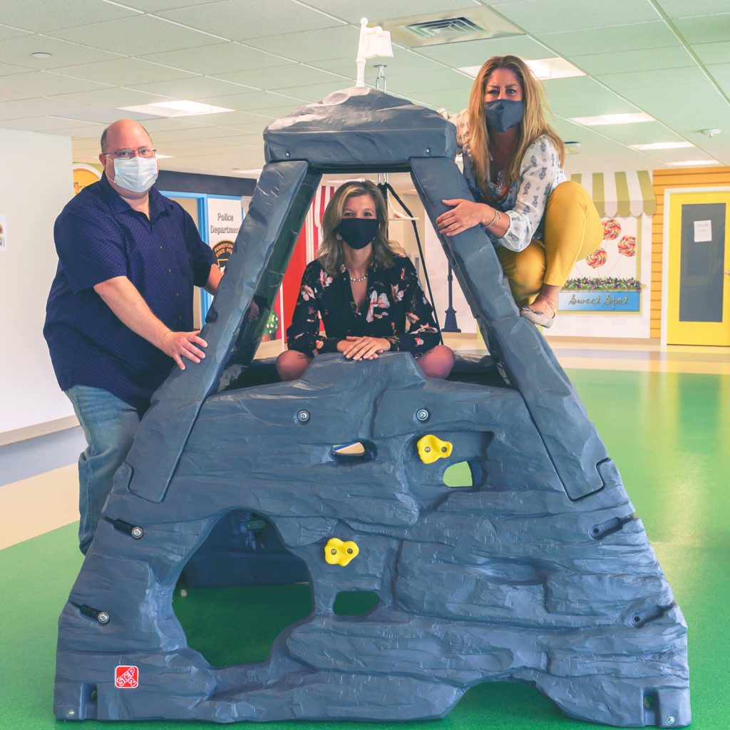 NeurAbilities therapists work with a child while observing COVID-19 protocols.