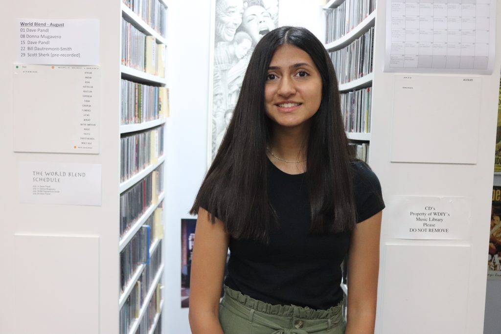 Rayna Malhotra, host of Teen Scientist at the WDIY studios.