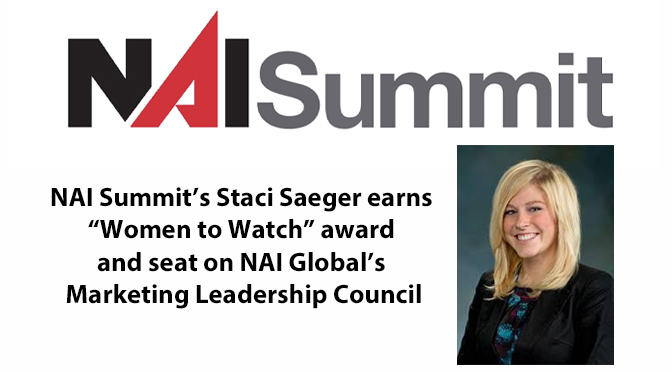 NAI Summit’s Staci Saeger earns “Women to Watch” award and seat on NAI Global’s Marketing Leadership Council