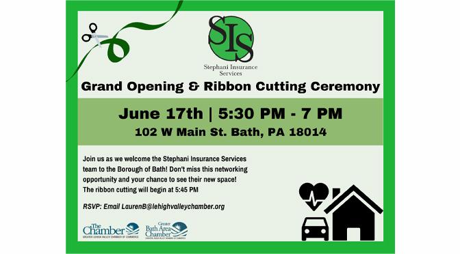 Grand Opening & Ribbon Cutting Ceremony to be hosted  For Stephani Insurance Services