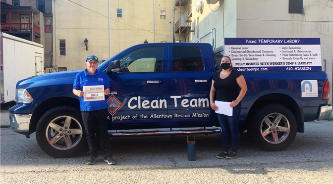 The Allentown Rescue Mission’s Clean Team Workforce Employee of the Month Bill H.