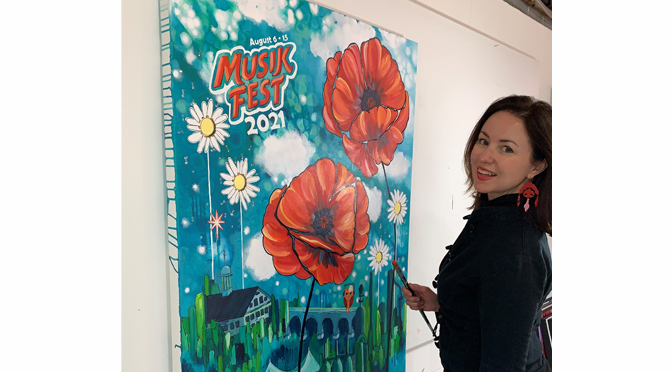MUSIKFEST POSTER ARTIST MANDY MARTIN TO AUCTION OFF ORIGINAL PAINTING