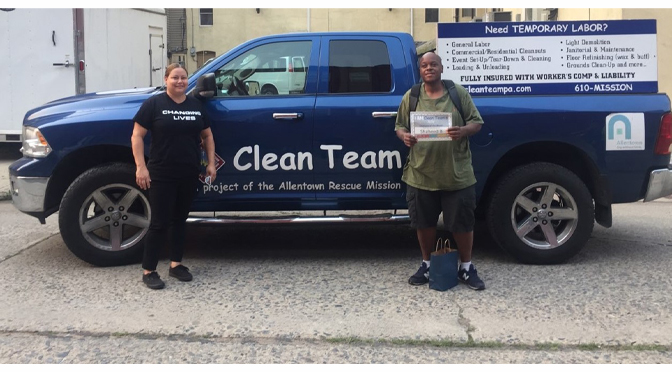 The Allentown Rescue Mission’s Clean Team Workforce Employee of the Month Shaheed B.