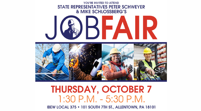 Schweyer, Schlossberg to host job fair October 7