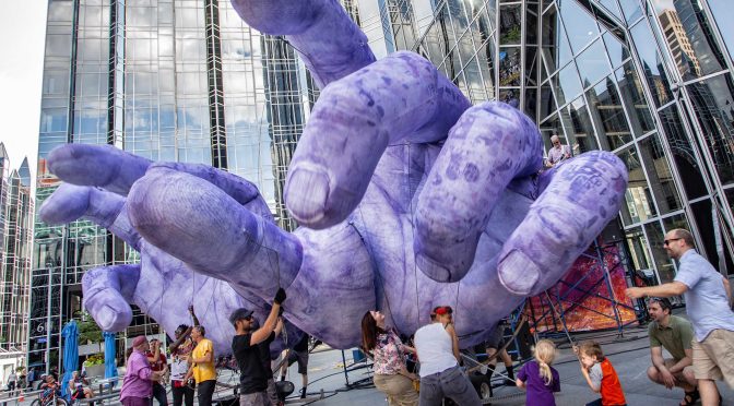 Family-Friendly Music Spectacle: Squonk Brings Giant Purple Puppet Hands to Zoellner Arts Center