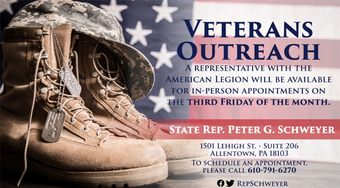 Schweyer’s office to hold monthly veterans outreach April 22
