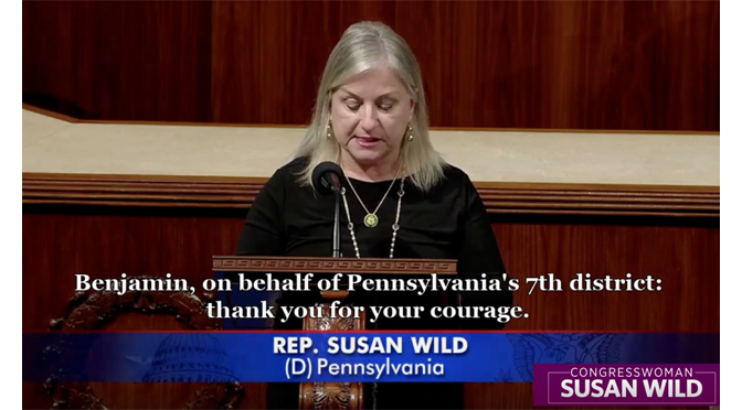 WATCH: Rep. Susan Wild Honors Heroism of Germansville, Pennsylvania’s Benjamin Steidinger  on House Floor