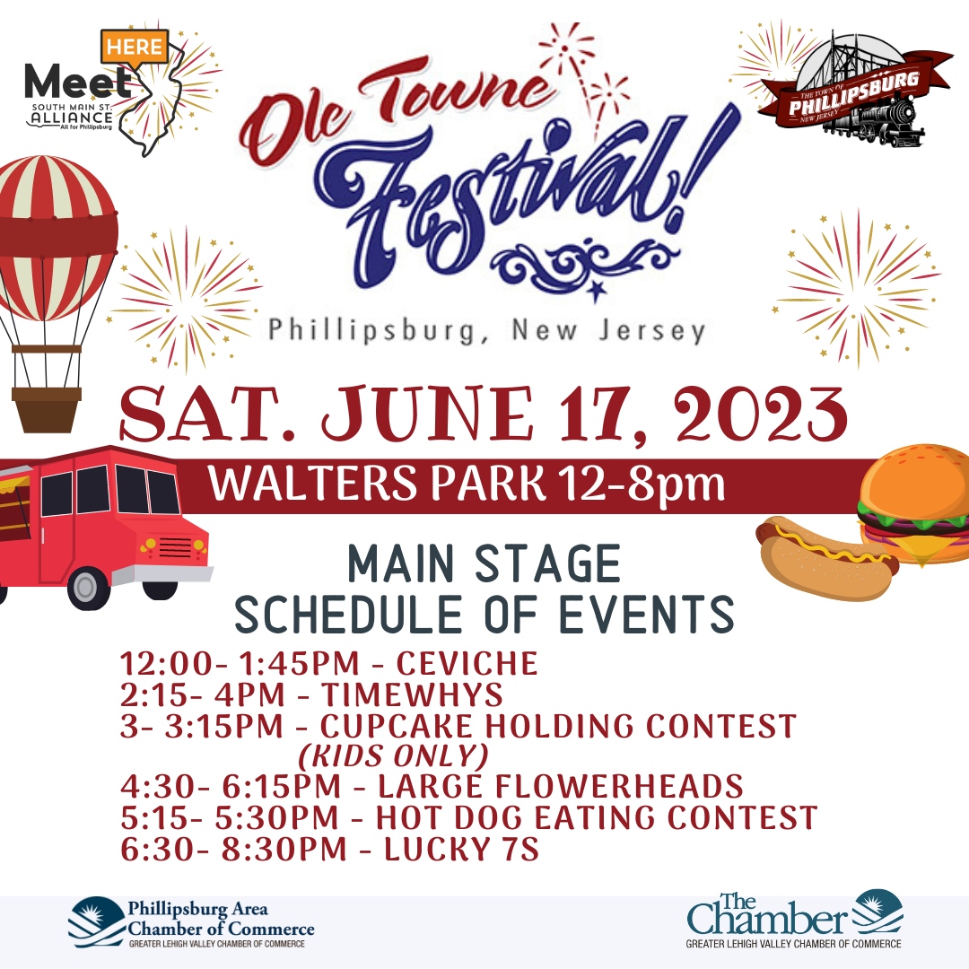 Ole Towne Festival Weekend Event Line Up, June 16th-18th, Phillipsburg, NJ, The Valley Ledger