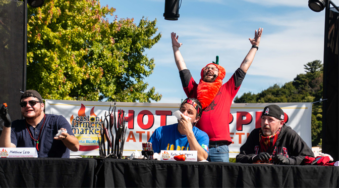 Blistering national competition ahead at 2023 at Easton Farmers’ Market 14th annual Hot Pepper Eating Contest, Sat. Sept. 23