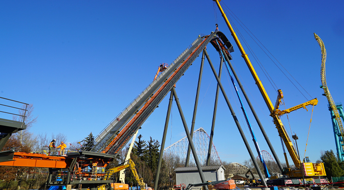 Topping of lift hill marks milestone as roller coaster construction continues at Dorney Park