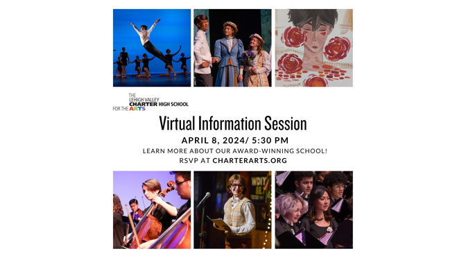 Lehigh Valley Charter High School for the Arts to hold Virtual Information Session on April 8, 2024