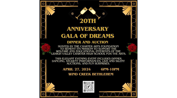 Charter Arts Foundation to hold its 2024 Gala of Dreams Dinner & Auction at Wind Creek Bethlehem