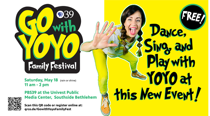 Families invited to jump, dance, and play at new GO with YOYO Family Festival at PBS39 in Bethlehem on May 18