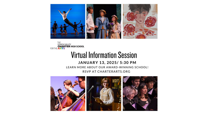 Lehigh Valley Charter High School for the Arts to hold Virtual Information Session: January 13, 2025