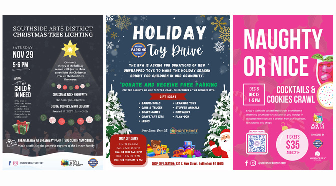 Celebrate the Magic of the Holidays in South Bethlehem at the SouthSide Tree Lighting and the Naughty or Nice Cocktails & Cookies Crawl